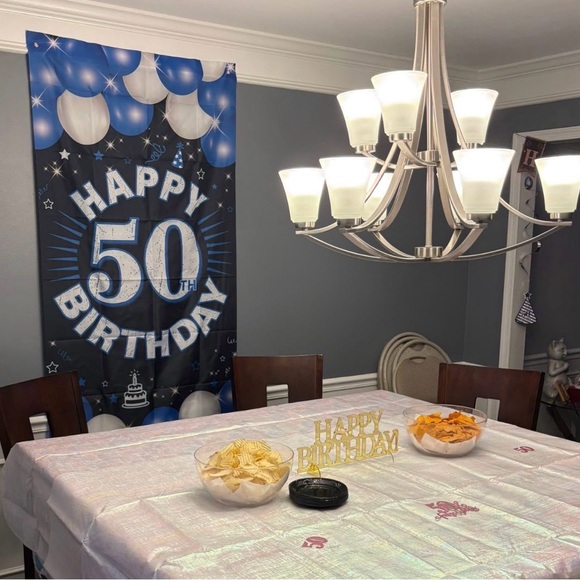 Black, Gold and Pink and Blue 50th Birthday Decorations. - Picture 4 of 6